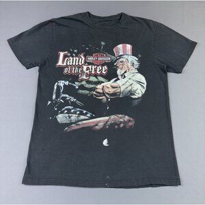 Rare Vintage Y2K Harley Davidson Uncle Sam Land Of Free Las Vegas Fade Black Tee